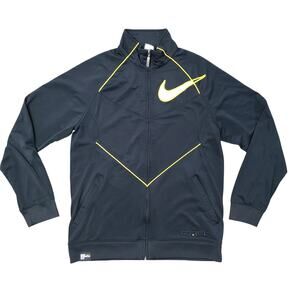 VTG Y2K Nike Air Force 25 Mens Jacket Large Black Yellow Swoosh Logo Athleisure